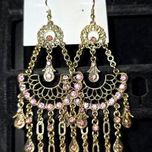 Elegant Pink Chandelier Earrings